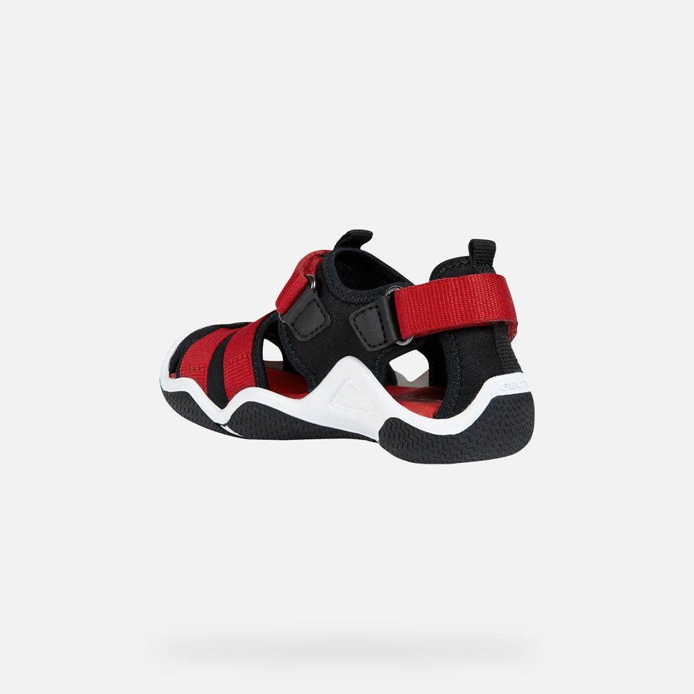 Geox Erkek Çocuk Sandalet Siyah/Kırmızı - Wader - RNU-213490